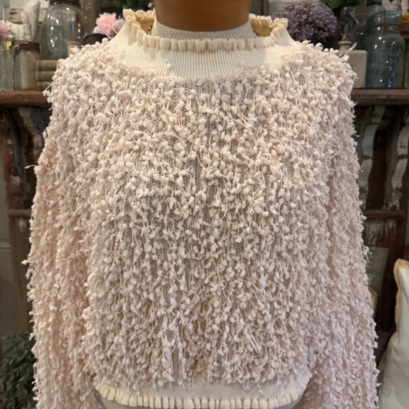 ZARA Fringed TASSEL Sweater Top | Textured Crochet Knit | Scalloped Detailing - Picture 7 of 10